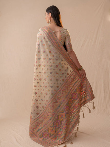 Neer Cotton Beige Saree