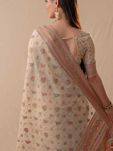 Neer Cotton Beige Saree