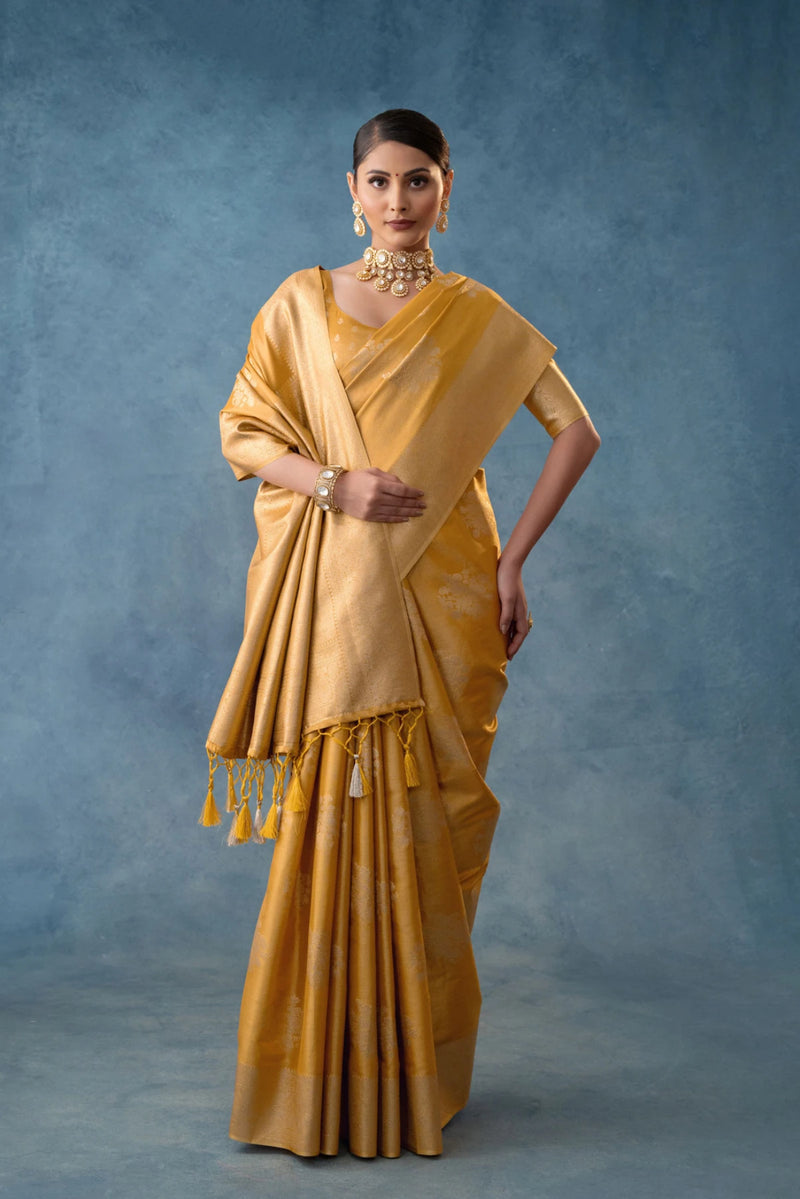 Izhai Silk Yellow Saree
