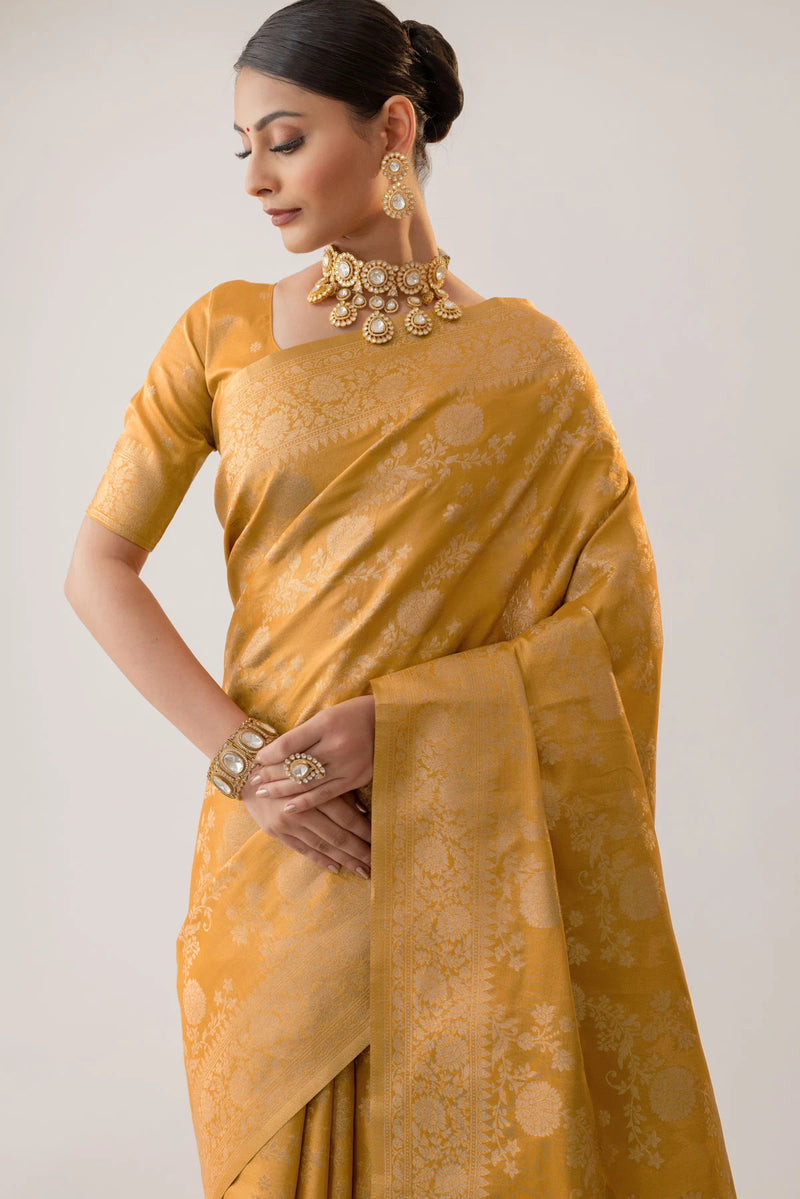 Ivona Silk Yellow Saree