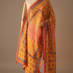 Kesari Printed Raw Silk Dupatta