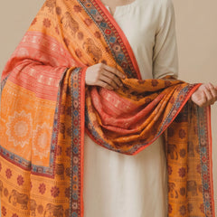 Kesari Printed Raw Silk Dupatta