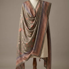 Green Floral Printed Raw Silk Dupatta
