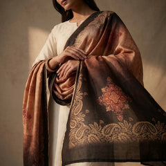 Ombre Floral Raw Silk Dupatta
