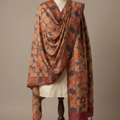 Mustard Printed Jaal Raw Silk Dupatta