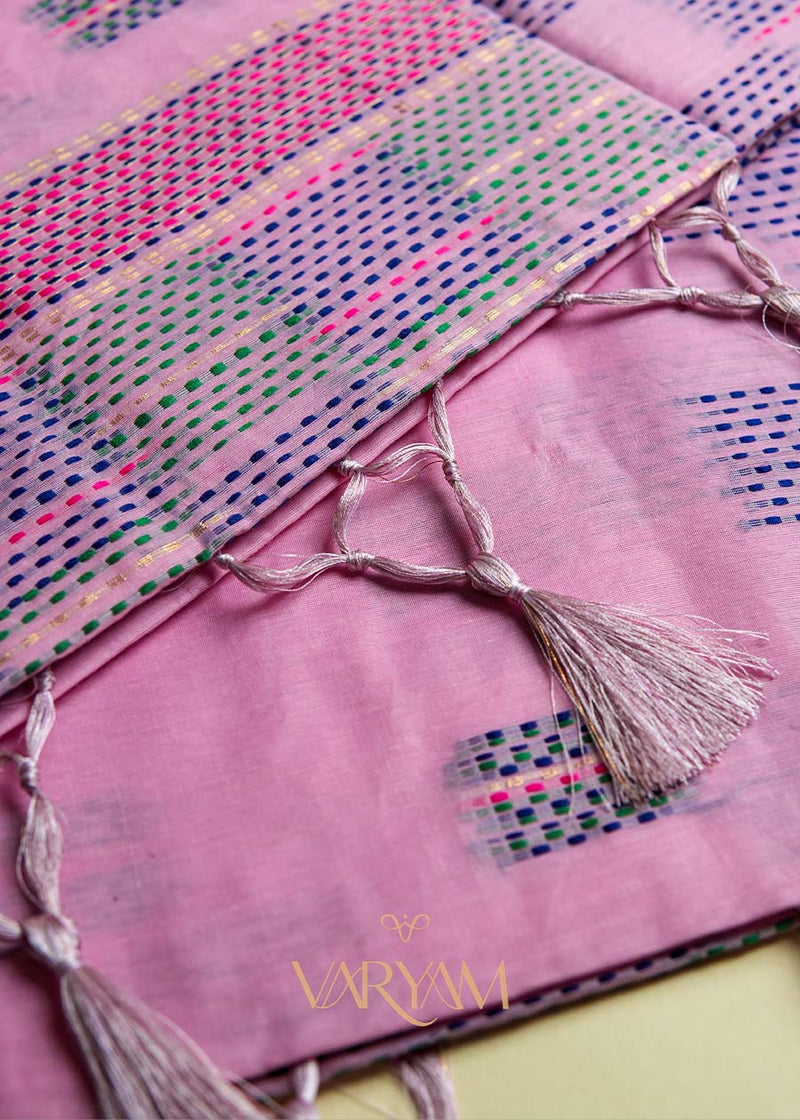Katha Handloom Baby Pink Saree