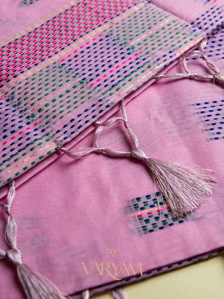 Katha Handloom Baby Pink Saree