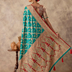 Gadwal Silk Teal Saree