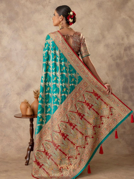 Gadwal Silk Teal Saree