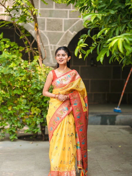 Kalista Linen Yellow Saree