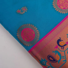 Satrangi Banarsi Blue Soft Silk Zari Saree