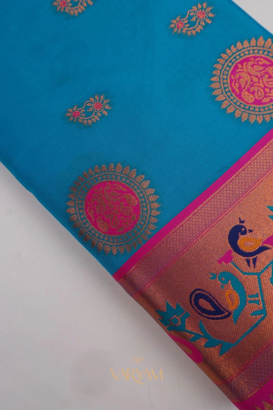 Satrangi Banarsi Blue Soft Silk Zari Saree