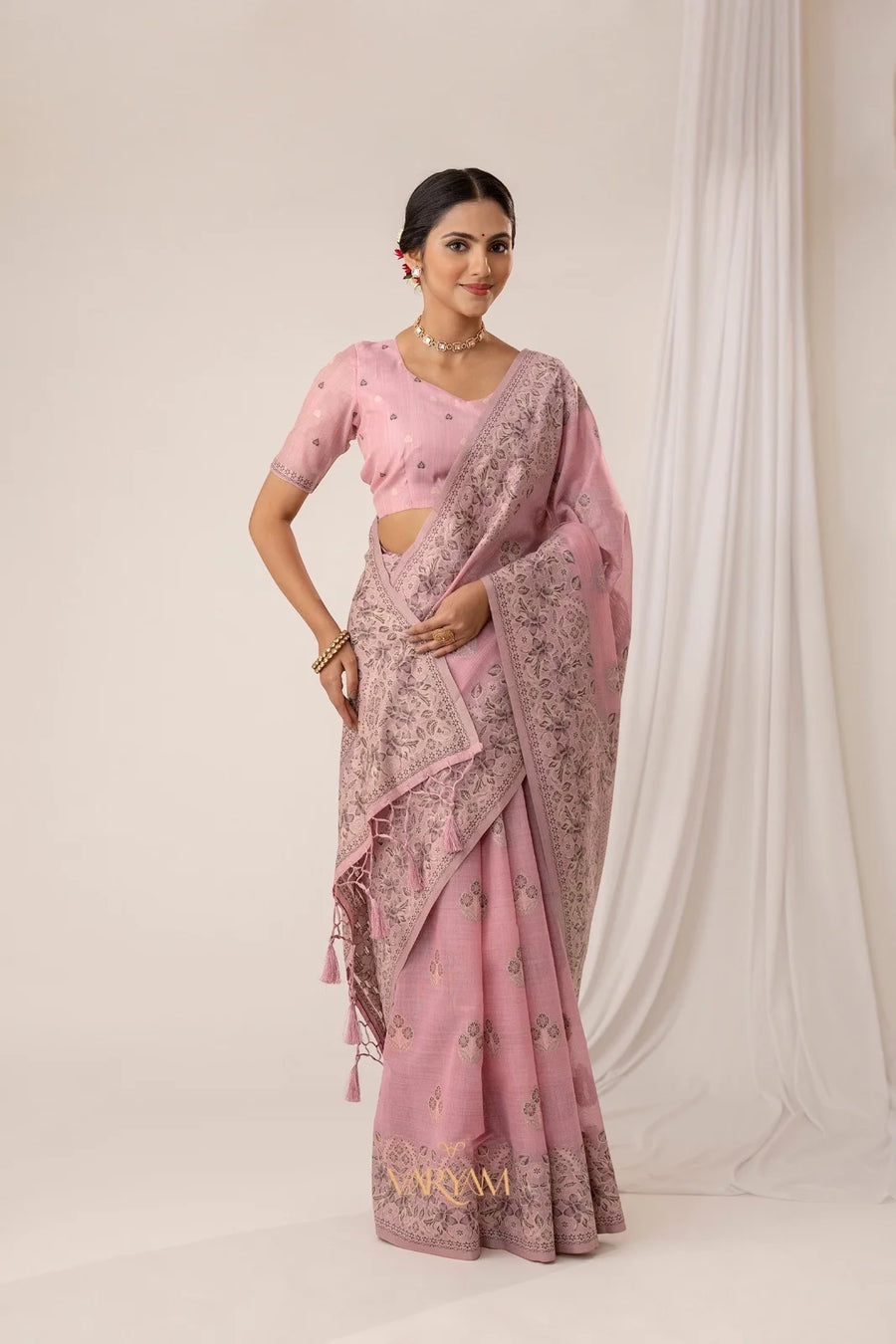 Sindoor Cotton Pink Saree