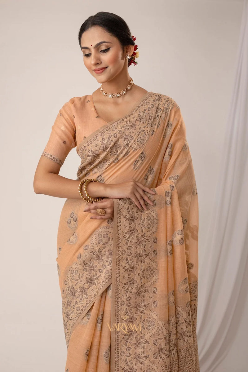 Sindoor Cotton Orange Saree