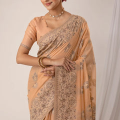 Sindoor Cotton Orange Saree