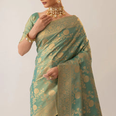 Ivona Silk Teal Saree