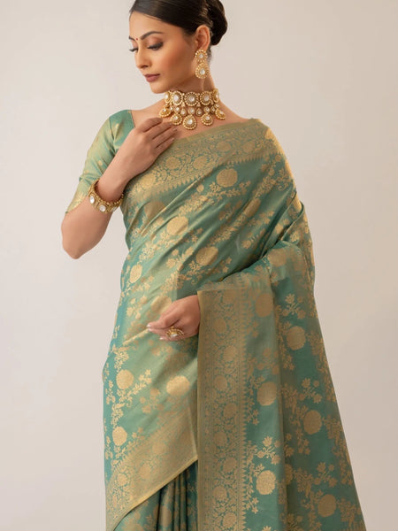 Ivona Silk Teal Saree