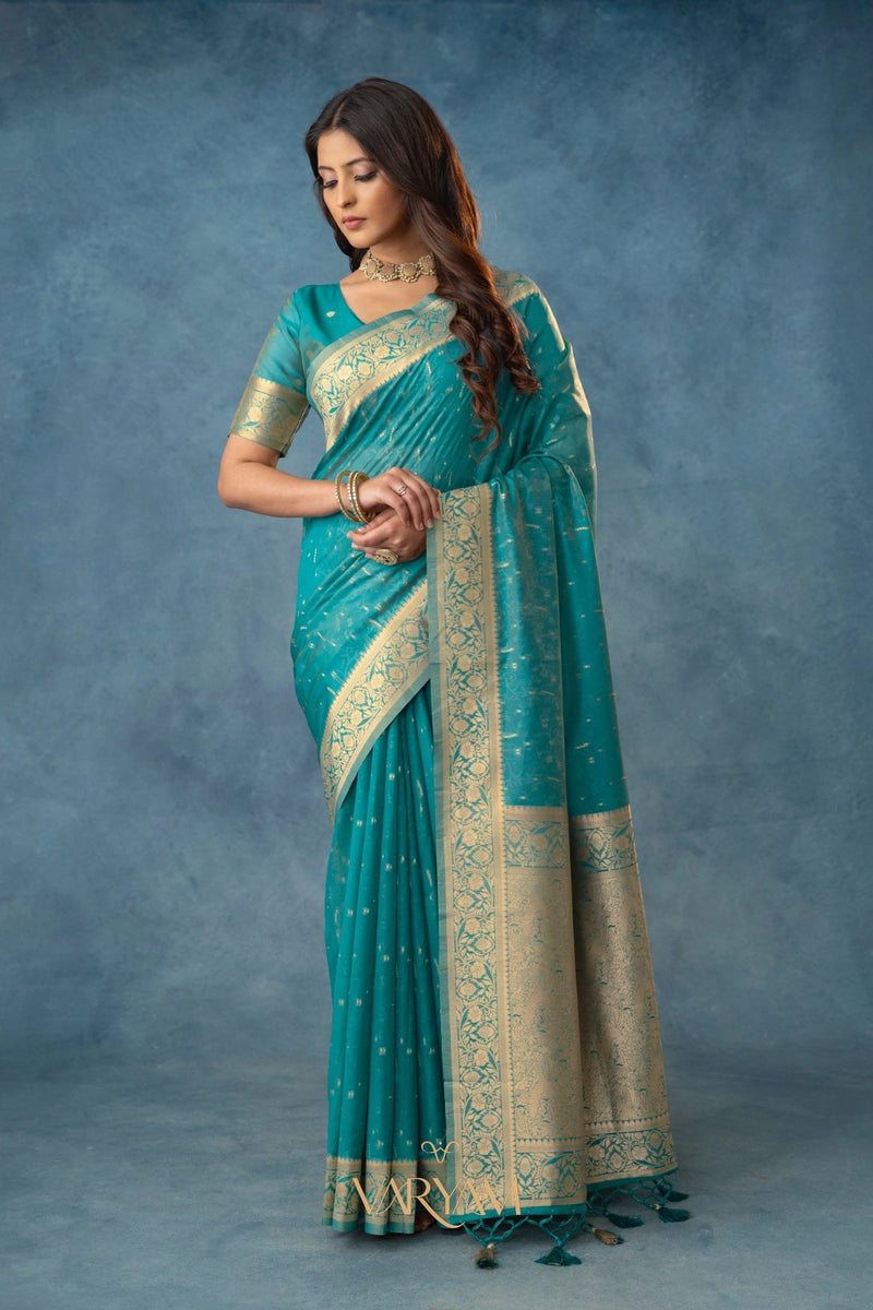 Fiona Silk Teal Saree