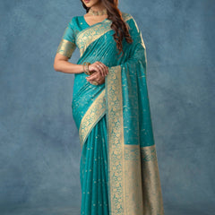 Fiona Silk Teal Saree