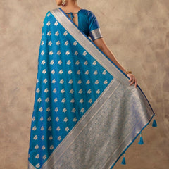 Zari Banarsi Silk Blue Saree
