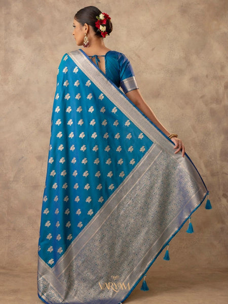 Zari Banarsi Silk Blue Saree