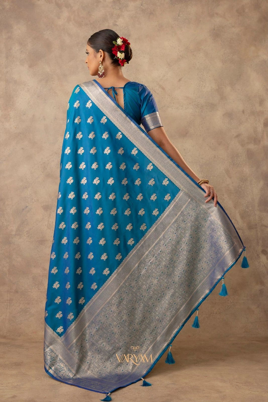 Zari Banarsi Silk Blue Saree