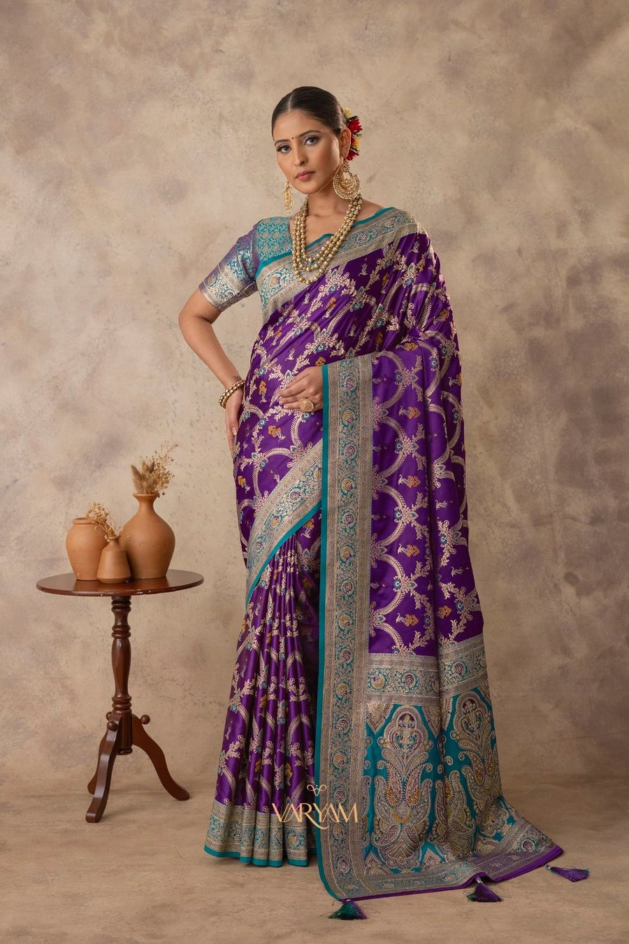 Gadwal Silk Purple Saree