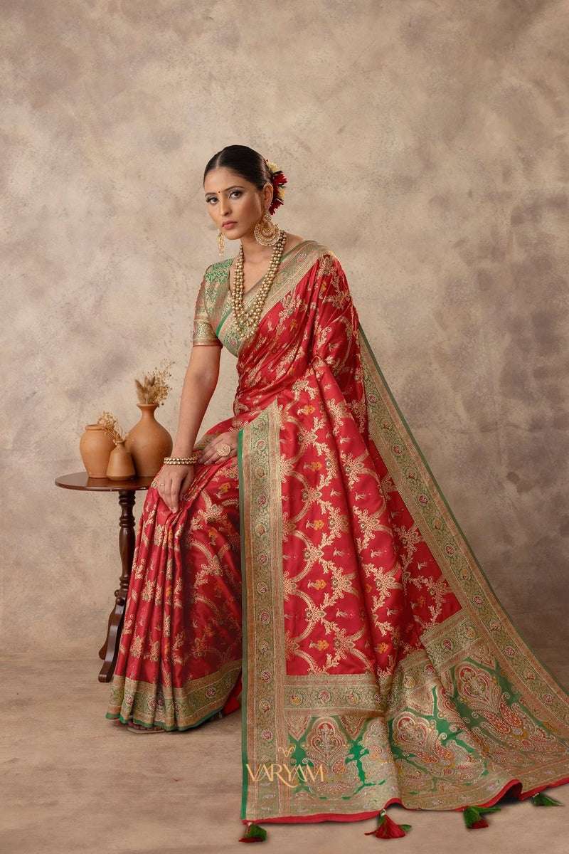 Gadwal Silk Red Saree