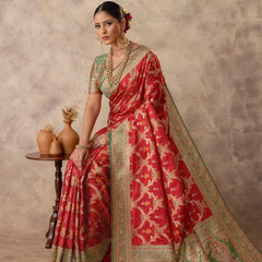 Gadwal Silk Red Saree