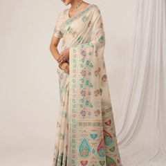Mandira Cotton White Saree