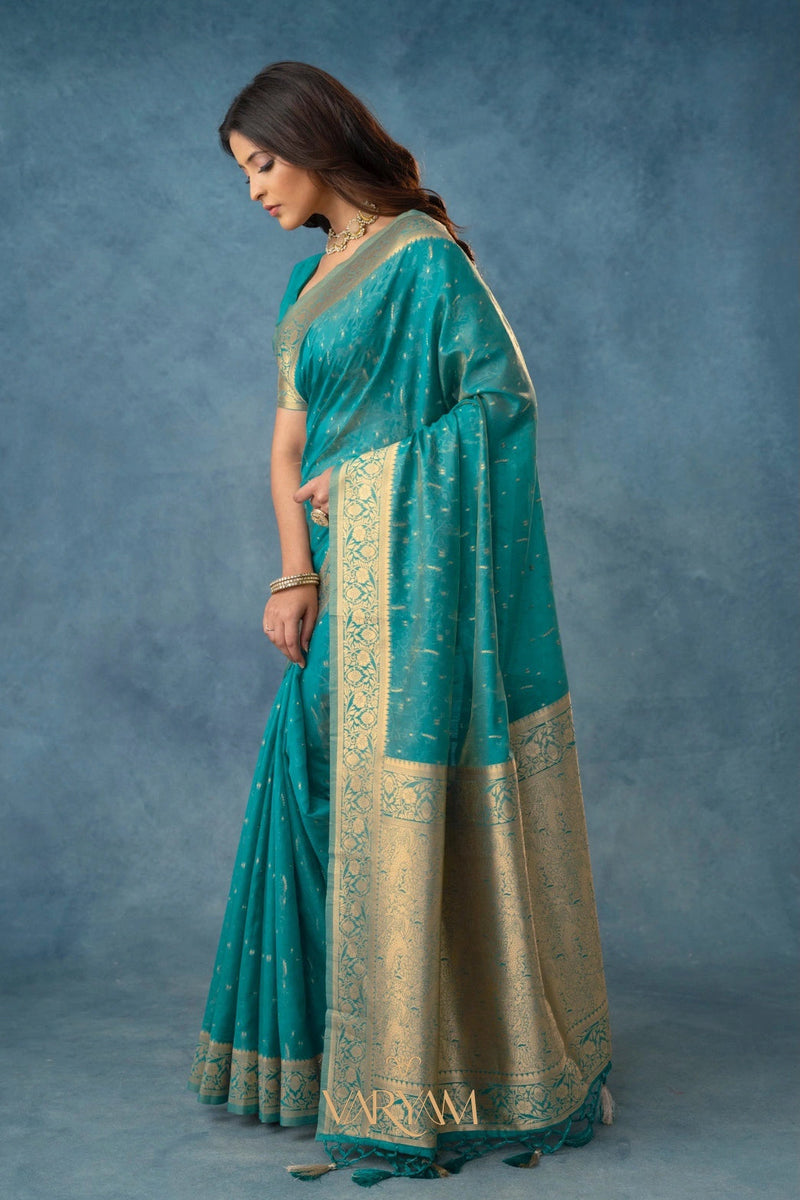 Fiona Silk Teal Saree