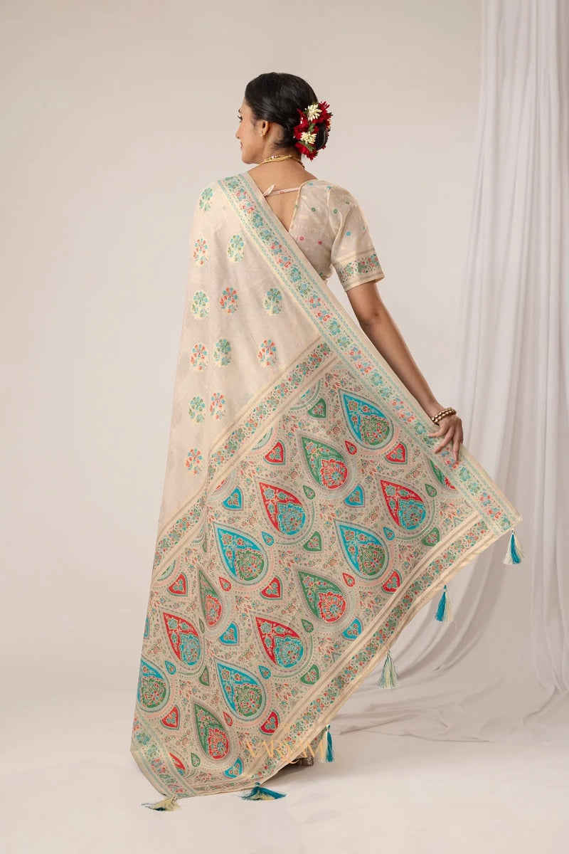 Mandira Cotton White Saree