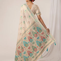 Mandira Cotton White Saree