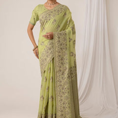 Sindoor Cotton Green Saree