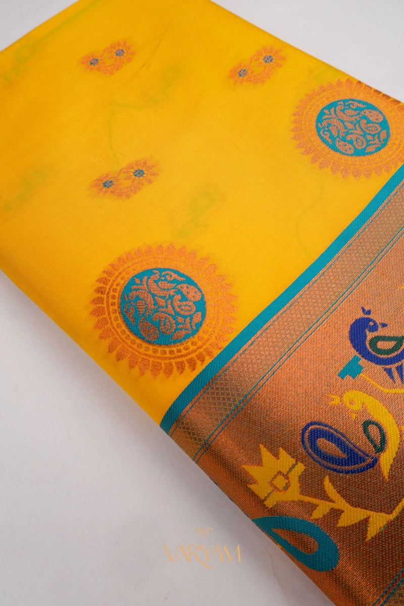 Satrangi Banarsi Yellow Soft Silk Zari Saree