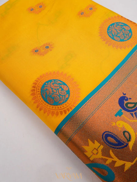 Satrangi Banarsi Yellow Soft Silk Zari Saree