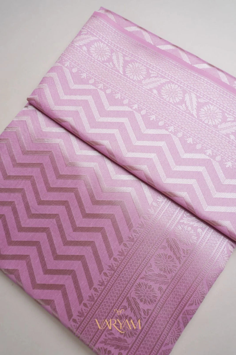 Leeche Cotton Baby Pink Saree