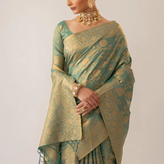 Ivona Silk Teal Saree