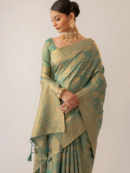Ivona Silk Teal Saree
