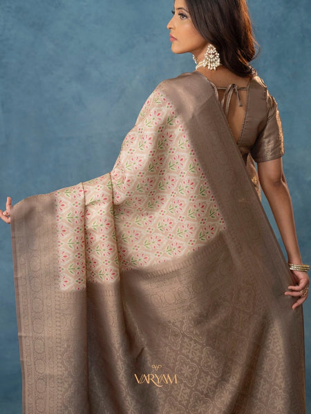 Solitaire Silk Brown Saree