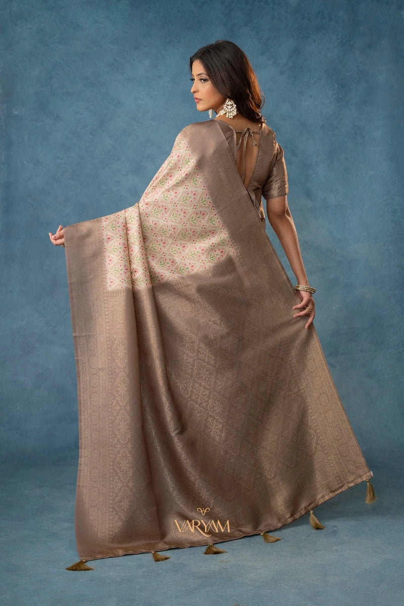 Solitaire Silk Brown Saree