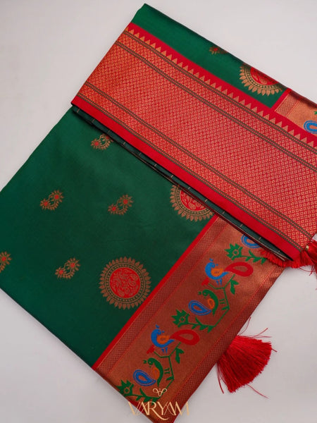 Satrangi Banarsi Green Soft Silk Zari Saree