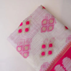 Patola Linen Cream Pink Saree