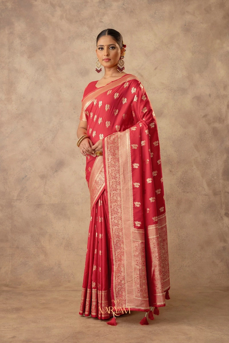 Zari Banarsi Silk Red Saree