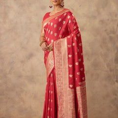 Zari Banarsi Silk Red Saree