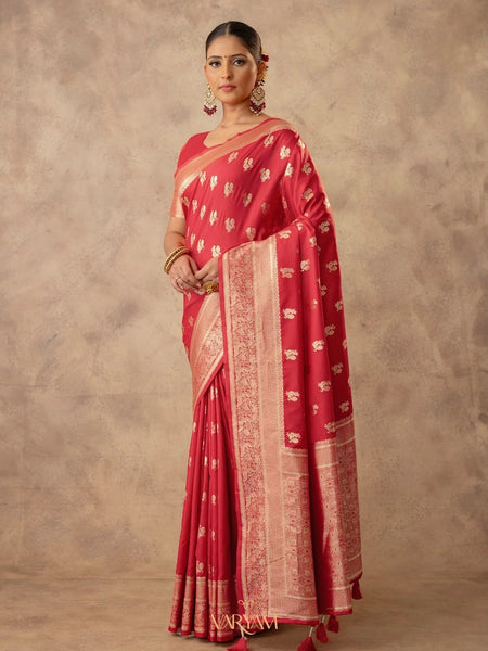 Zari Banarsi Silk Red Saree