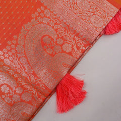 Zari Banarsi Silk Orange Saree