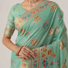 Mandira Cotton Mint Saree