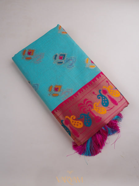 Kalista Linen Blue Saree