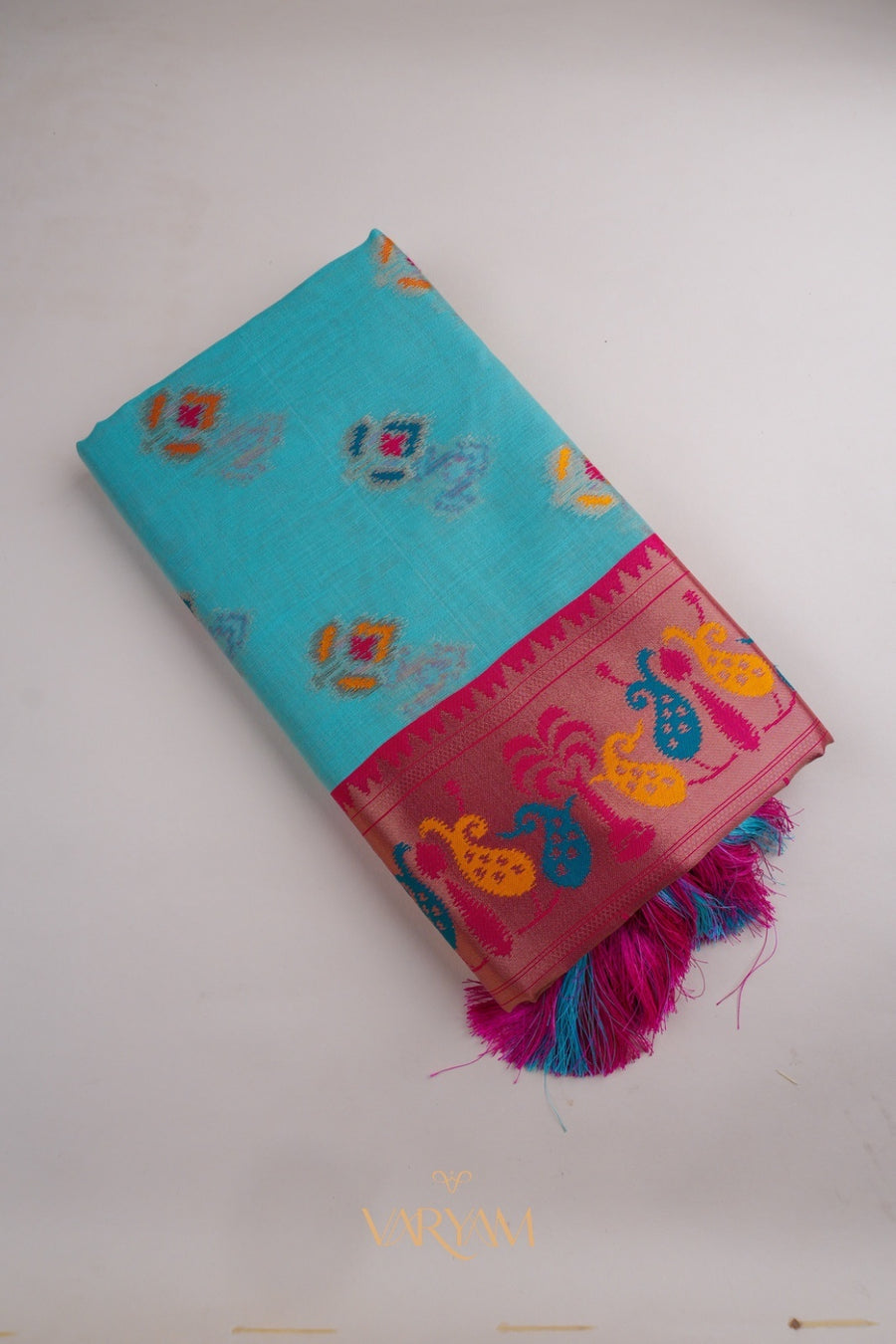 Kalista Linen Blue Saree